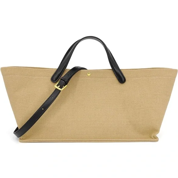 Elegant Tan Canvas Tote Bag - Picture 5 of 6